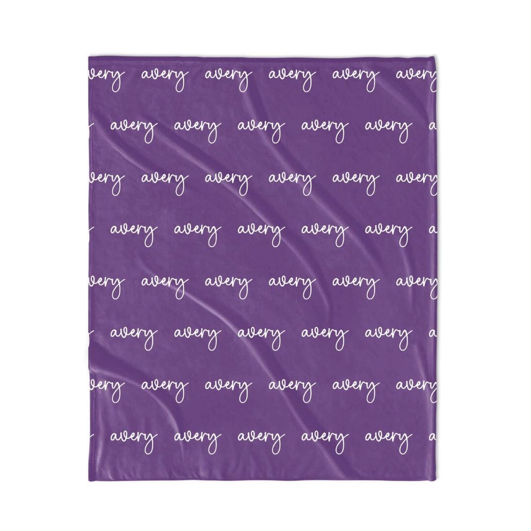 PERSONALIZED NAME BLANKET - SCRIPT - PURPLE