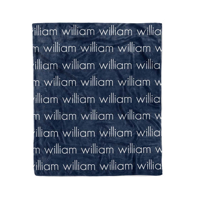PERSONALIZED NAME BLANKET - LIGHT FONT - NAVY BLUE