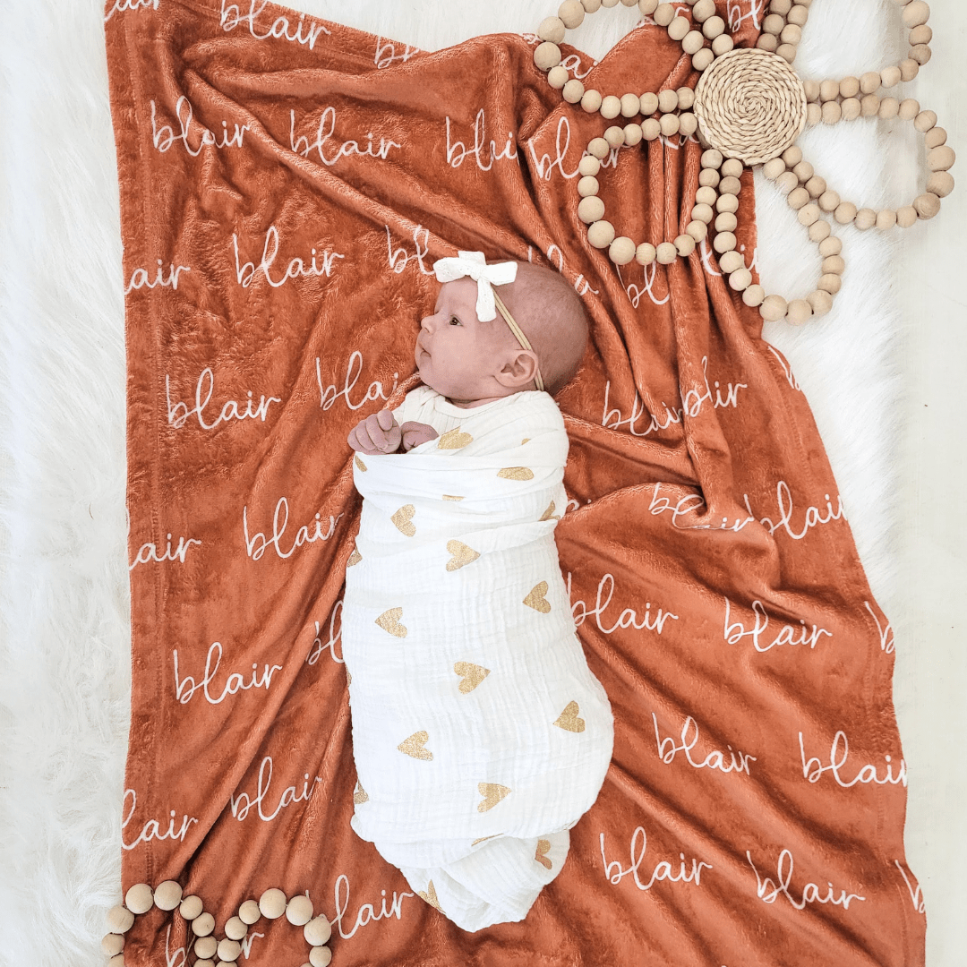 PERSONALIZED NAME BLANKET SCRIPT TERRACOTTA Highway