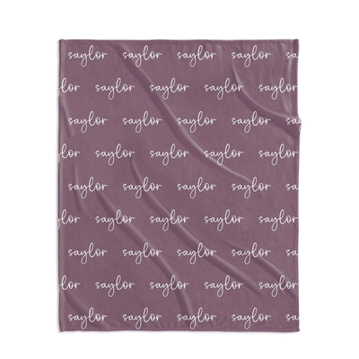 PERSONALIZED NAME BLANKET - SCRIPT - PLUM