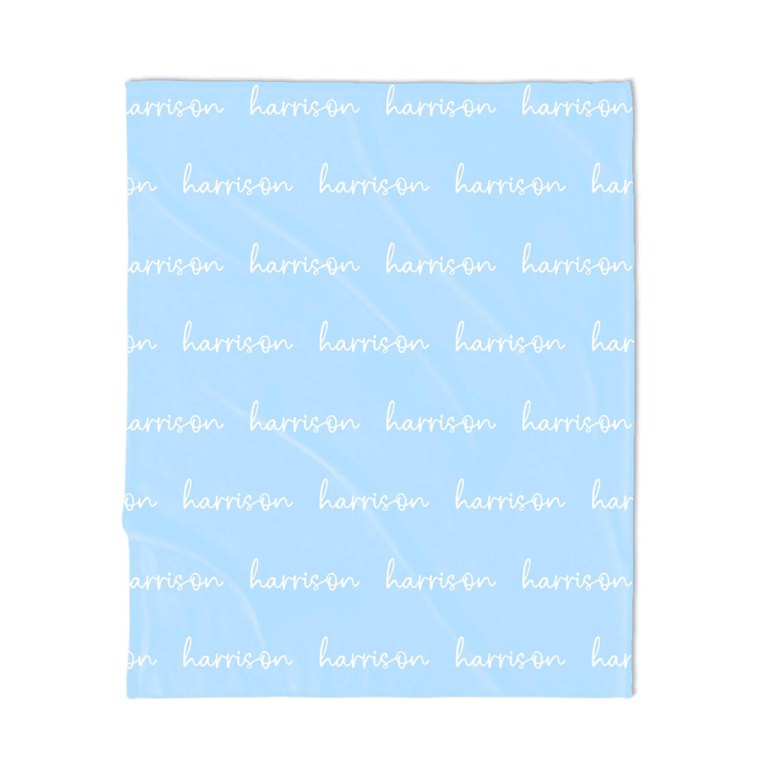 PERSONALIZED NAME BLANKET - SCRIPT - LIGHT BLUE