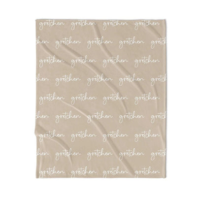 PERSONALIZED NAME BLANKET - SCRIPT - TAN