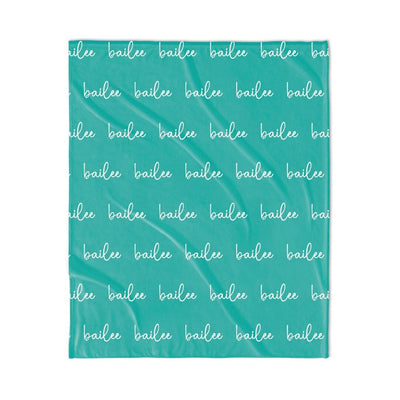 PERSONALIZED NAME BLANKET - SCRIPT - TEAL