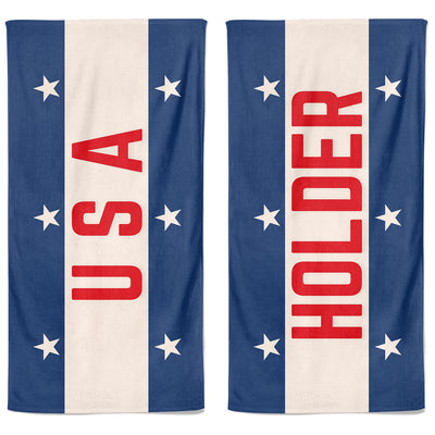 PERSONALIZED STARS AND STRIPES PATRIOTIC PREMIUM TOWEL