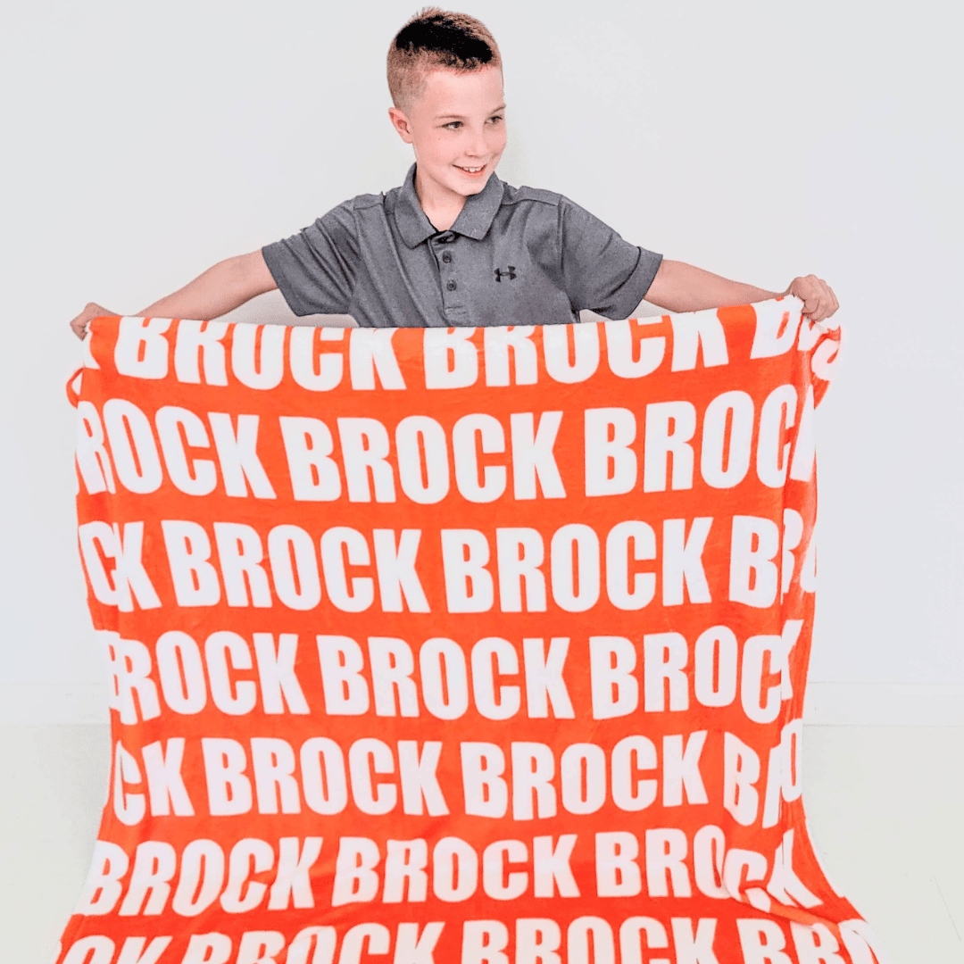 PERSONALIZED NAME BLANKET - BOLD FONT - ORANGE