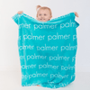 PERSONALIZED NAME BLANKET - LIGHT FONT - TEAL