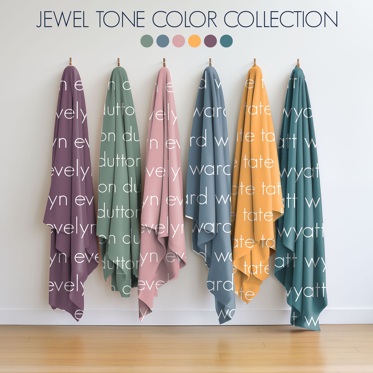 PERSONALIZED NAME BLANKET - LIGHT (JEWEL TONE COLOR OPTIONS)