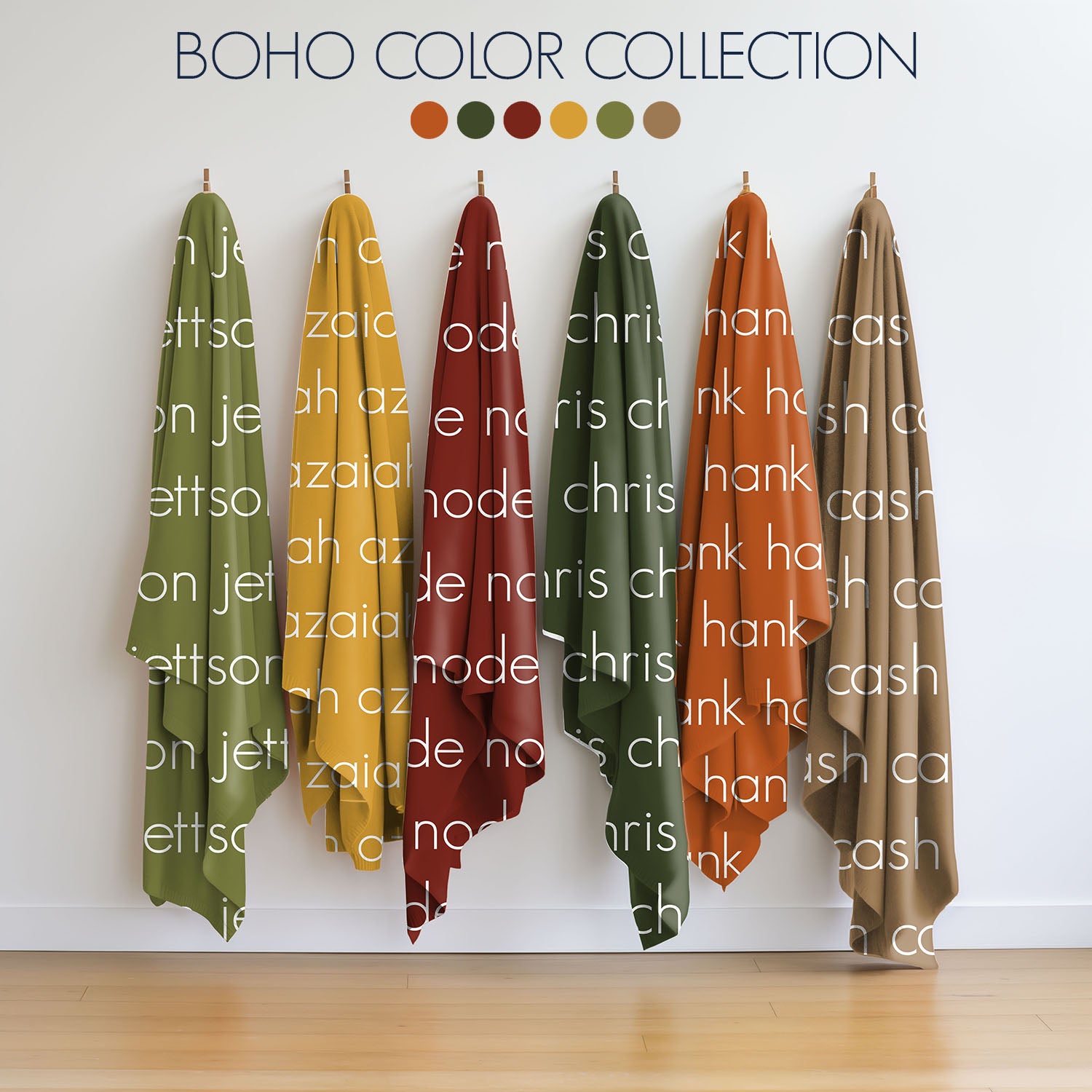 PERSONALIZED NAME BLANKET - LIGHT (BOHO COLOR OPTIONS)