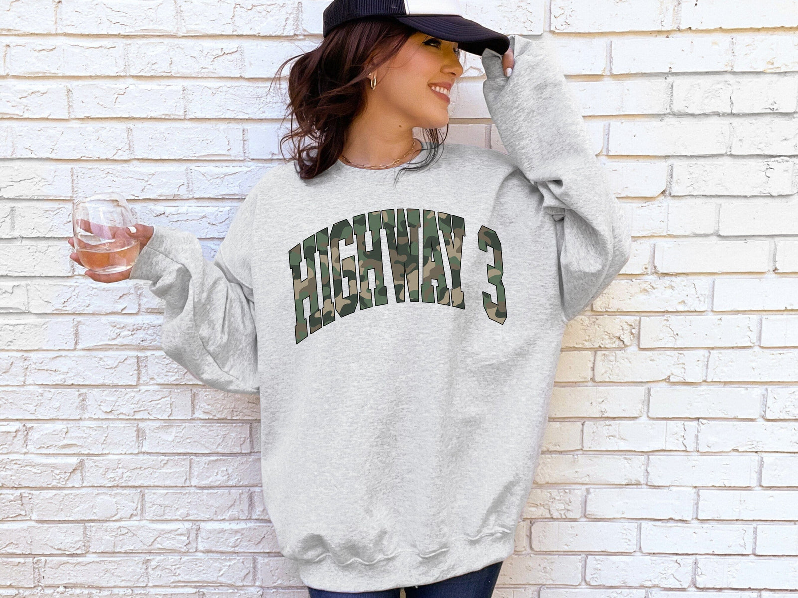 Highway 3 Logo Camo Crewneck Sweatshirt