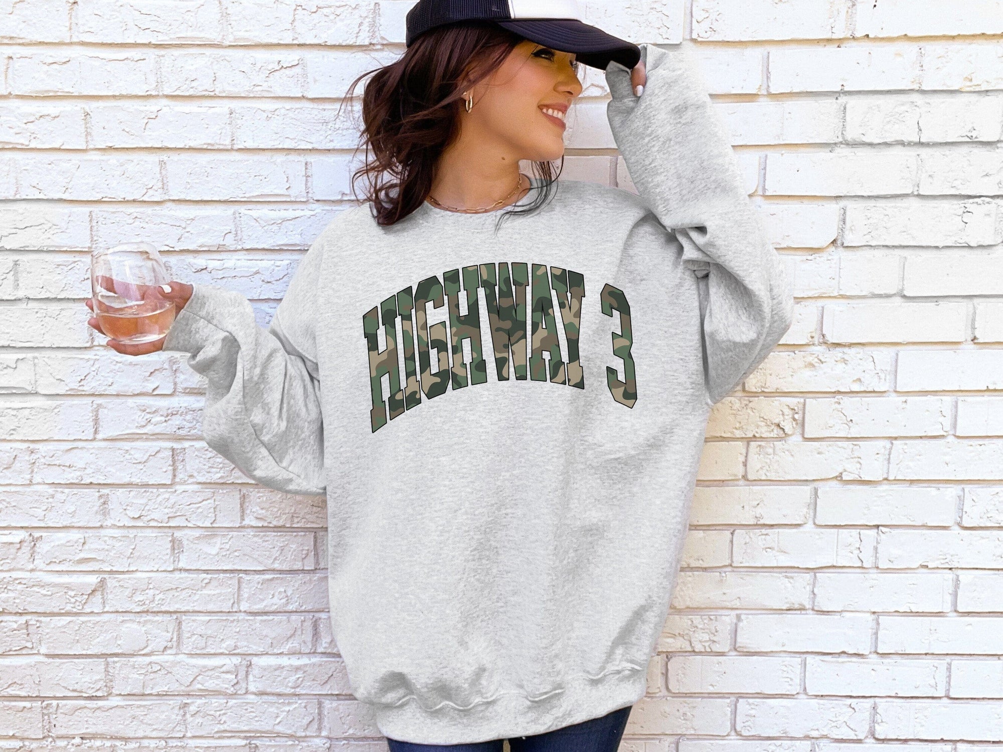 Highway 3 Logo Camo Crewneck Sweatshirt