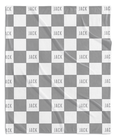 MODERN CHECKERED NAME PERSONALIZED BLANKET