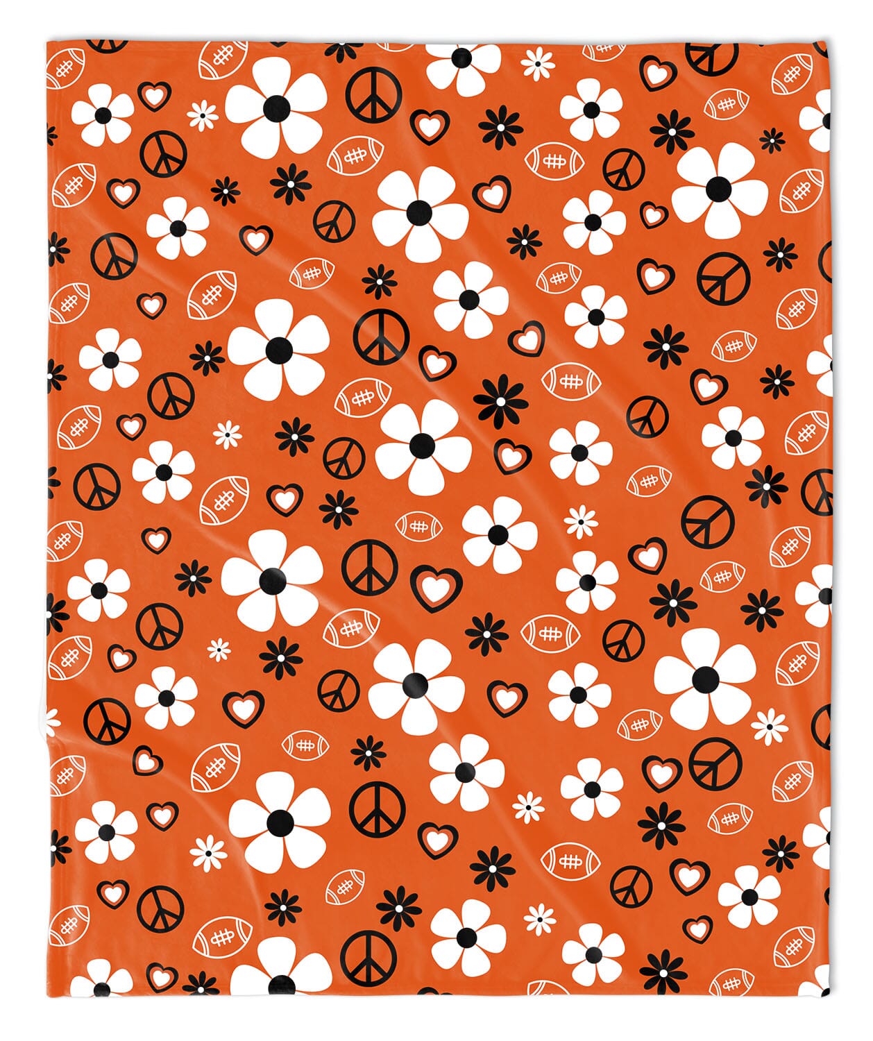 ORANGE FLOWER POWER FOOTBALL BLANKET