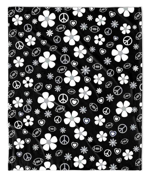 BLACK FLOWER POWER FOOTBALL BLANKET - Highway 3