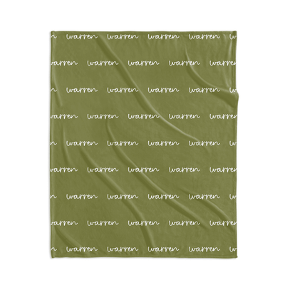 PERSONALIZED NAME BLANKET - SCRIPT OLIVE