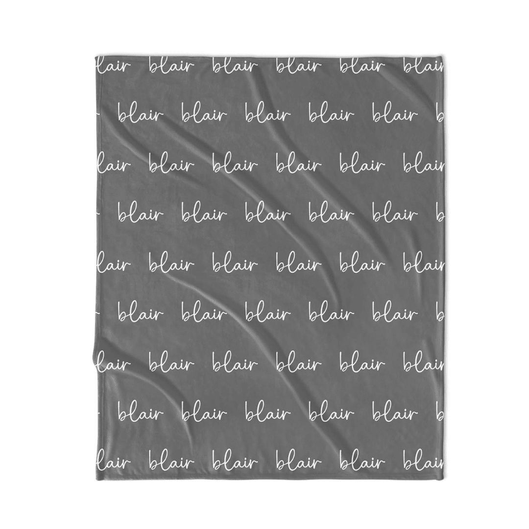 PERSONALIZED NAME BLANKET - SCRIPT - DARK GRAY