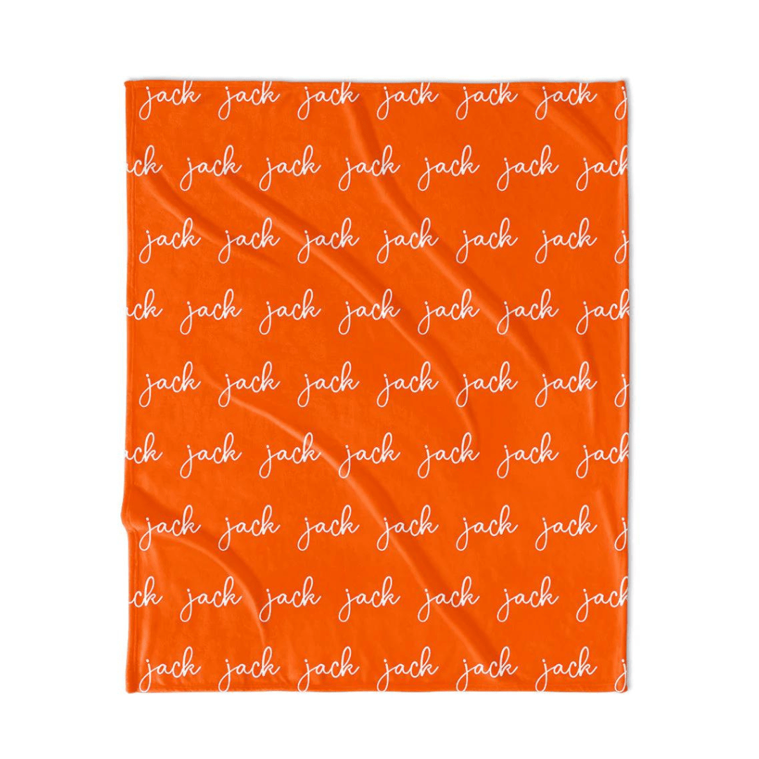 PERSONALIZED NAME BLANKET - SCRIPT - ORANGE