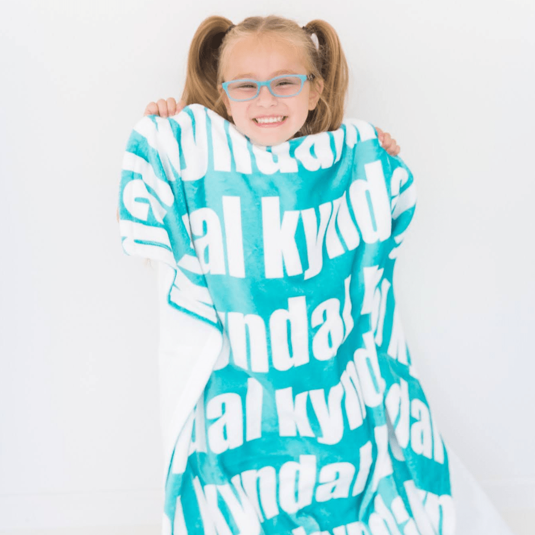 PERSONALIZED NAME BLANKET - BOLD FONT - TEAL