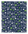 NAVY & LIME TOUCHDOWN FOOTBALL BLANKET