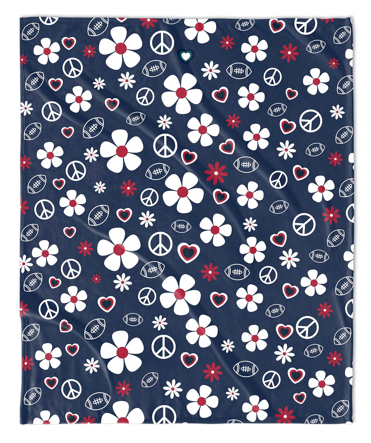 NAVY & RED FLOWER POWER FOOTBALL BLANKET