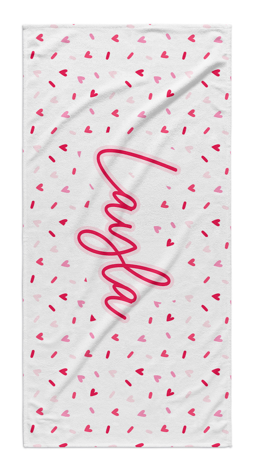SPRINKLE HEARTS PERSONALIZED TOWEL
