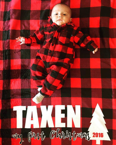 LUMBERJACK MY FIRST CHRISTMAS BLANKET (RED, PINK, OR GRAY)