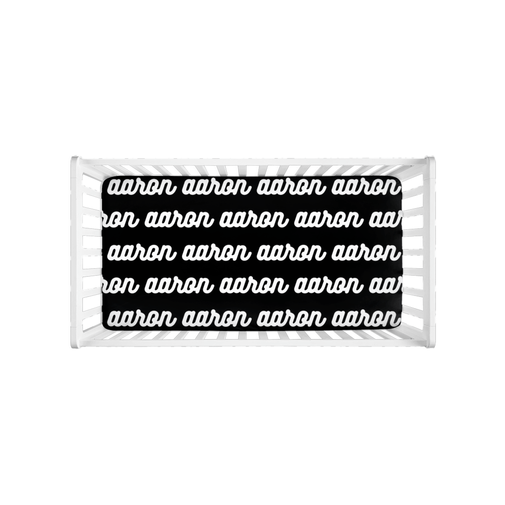 PERSONALIZED MODERN REPEAT CRIB SHEET - RETRO CURSIVE - Highway 3