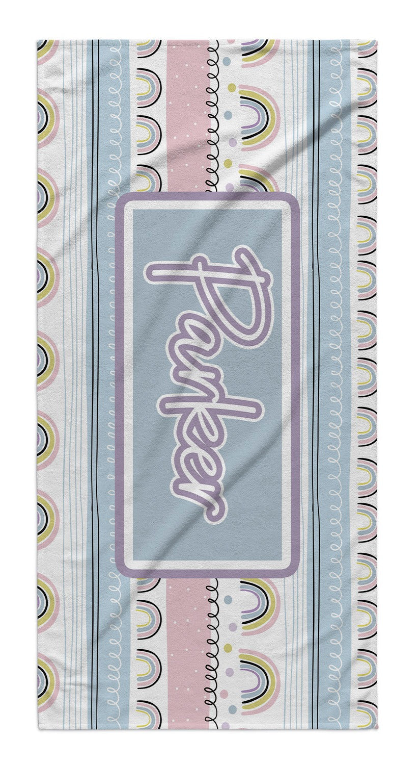 ROWS OF RAINBOWS PERSONALIZED TOWEL