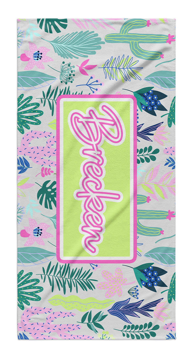 TROPICAL PARADISE-GRAY PERSONALIZED TOWEL