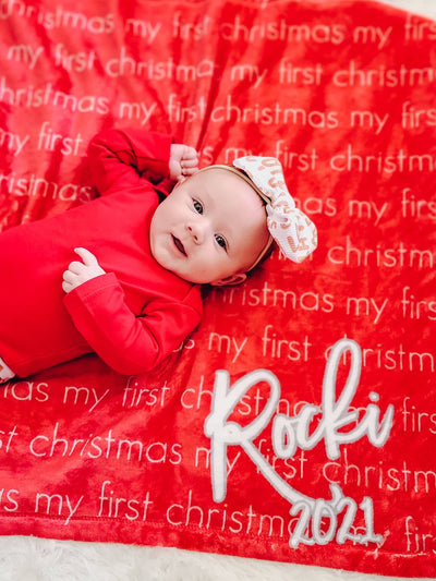 MY FIRST CHRISTMAS PERSONALIZED BABY BLANKET - LIGHT REPEAT