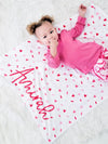 SPRINKLE HEARTS- PERSONALIZED BLANKET