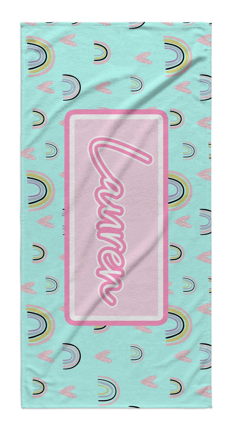 MINT RAINBOW PERSONALIZED TOWEL