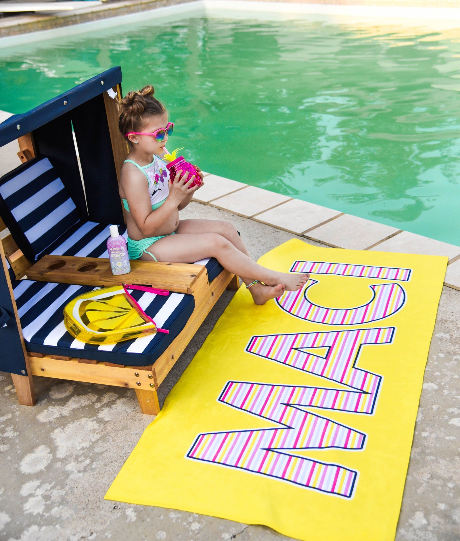 STRIPED LETTERS PERSONALIZED TOWEL