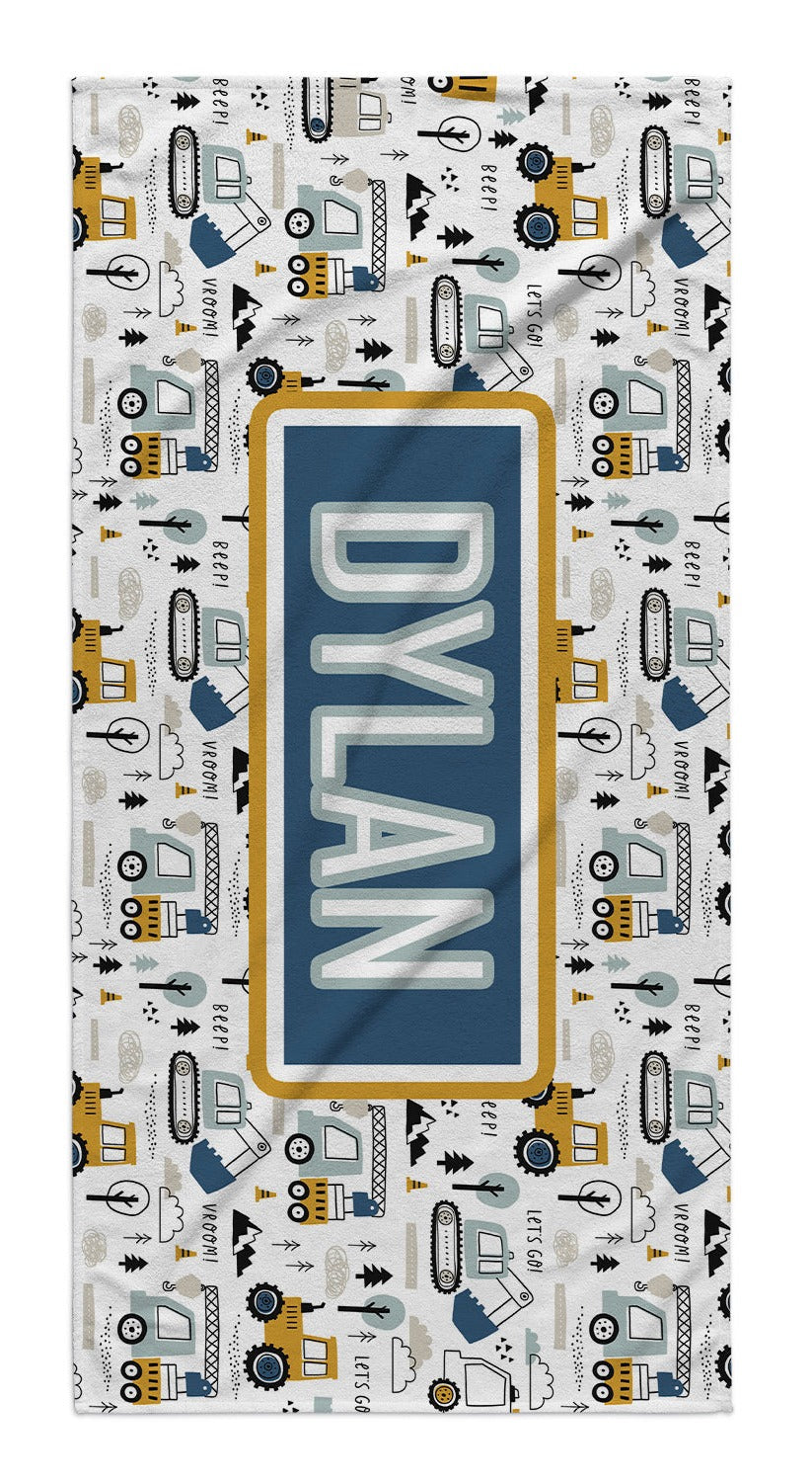 CONSTRUCTION AHEAD- WHITE PERSONALIZED TOWEL