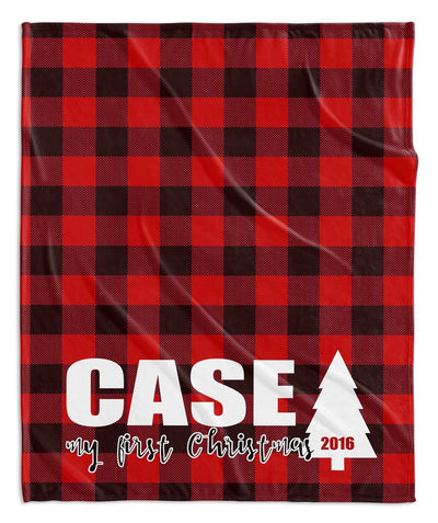 LUMBERJACK MY FIRST CHRISTMAS BLANKET (RED, PINK, OR GRAY)