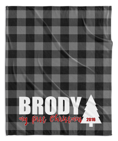 LUMBERJACK MY FIRST CHRISTMAS BLANKET (RED, PINK, OR GRAY)