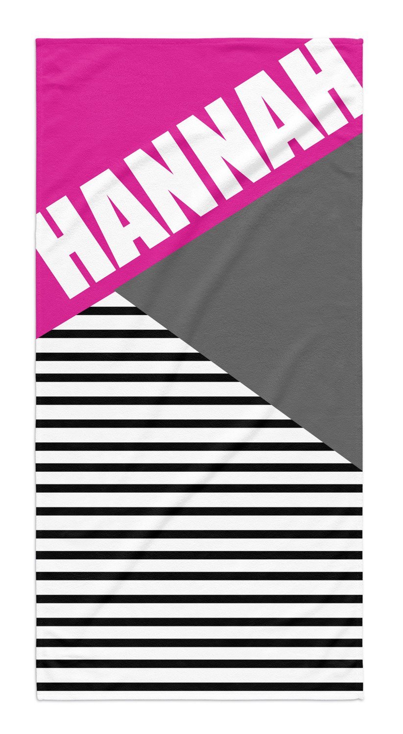 PERSONALIZED COLOR BLOCK STRIPE BEACH TOWEL