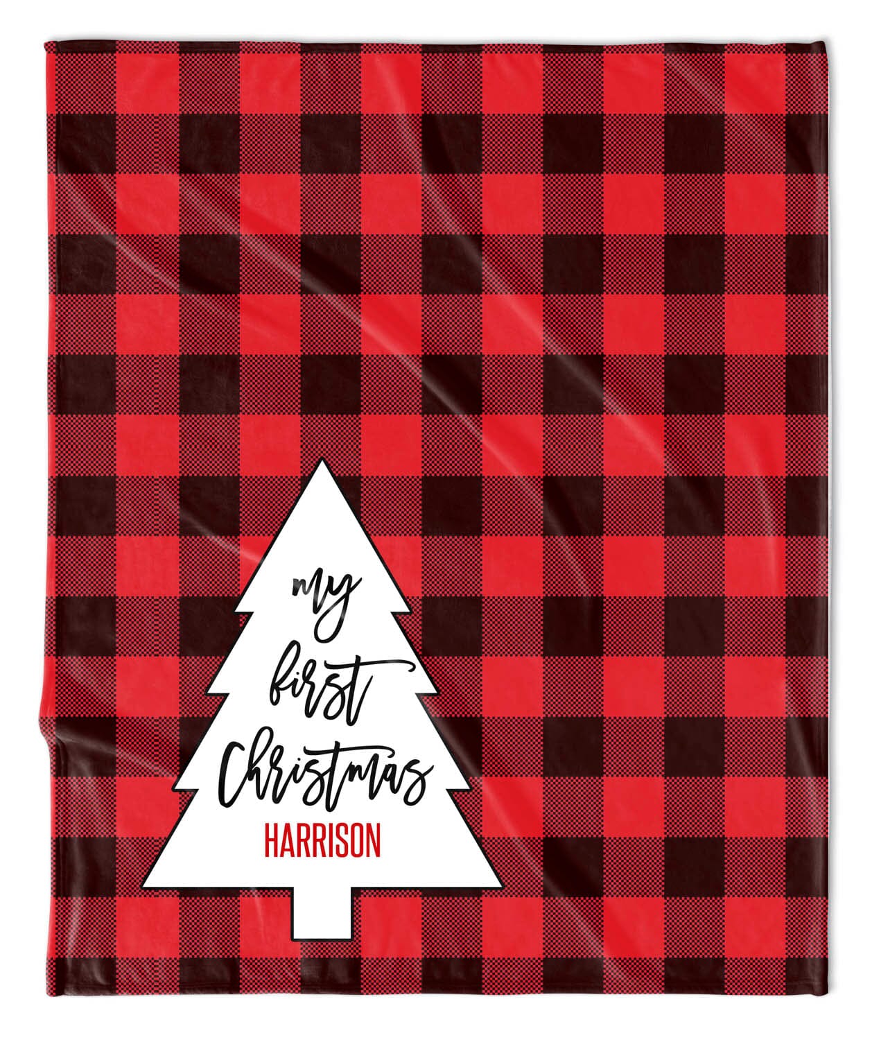 CEDAR BUFFALO CHECK MY FIRST CHRISTMAS BLANKET (GRAY, PINK, OR RED)