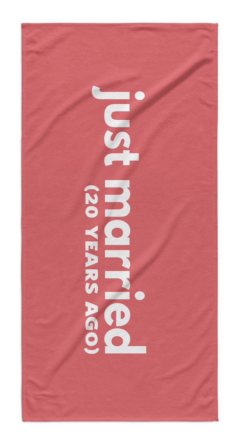 JUST MARRIED ANNIVERSARY BEACH TOWEL GIFT SET