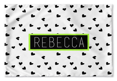 BLACK AND WHITE HEARTS PERSONALIZED PILLOW SHAM (MULTIPLE COLOR OPTIONS)