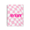 WAVY CHECKERBOARD PERSONALIZED SPIRAL NOTEBOOK