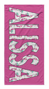 SOLID BOLD PATTERN NAME PERSONALIZED TOWEL - FLAMINGOS