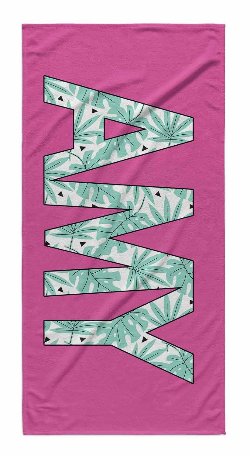 SOLID BOLD PATTERN NAME PERSONALIZED TOWEL - PALMS