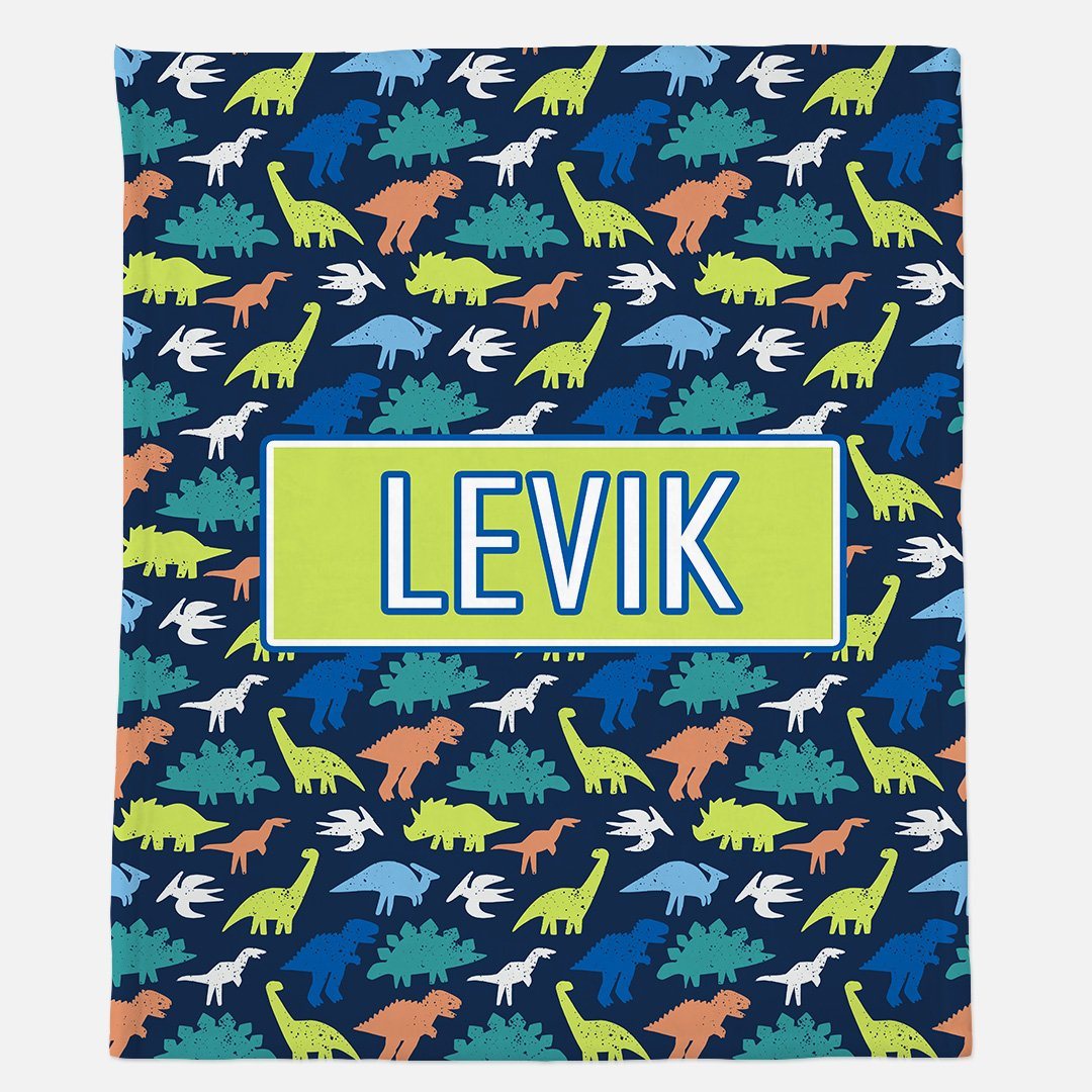 DINOSAUR FRIENDS MODERN PERSONALIZED NAME BLANKET