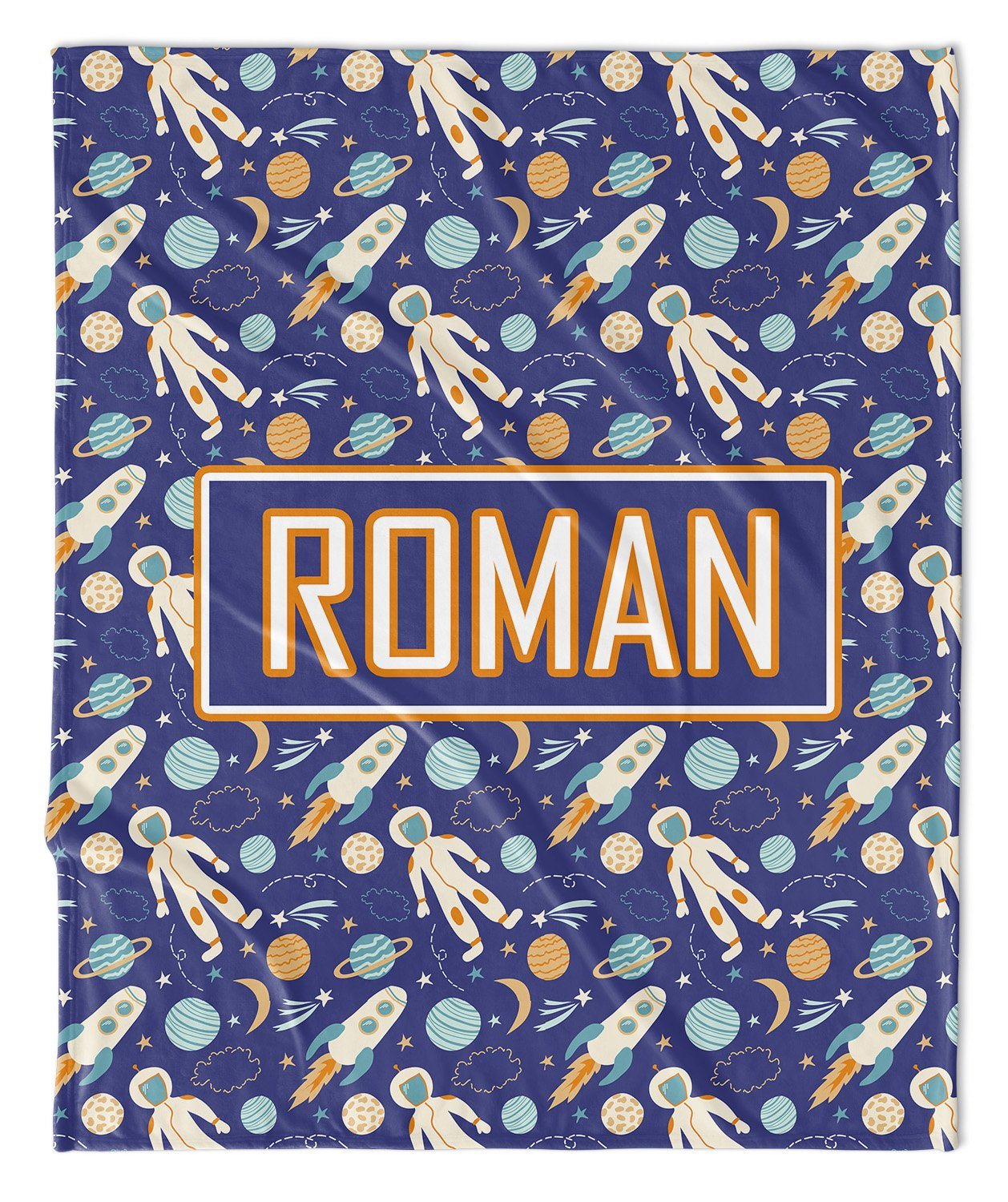 SHOOT FOR THE STARS ASTRONAUT SPACE MODERN PERSONALIZED NAME BLANKET