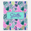 TROPICAL PARADISE PINK MODERN PERSONALIZED NAME BLANKET