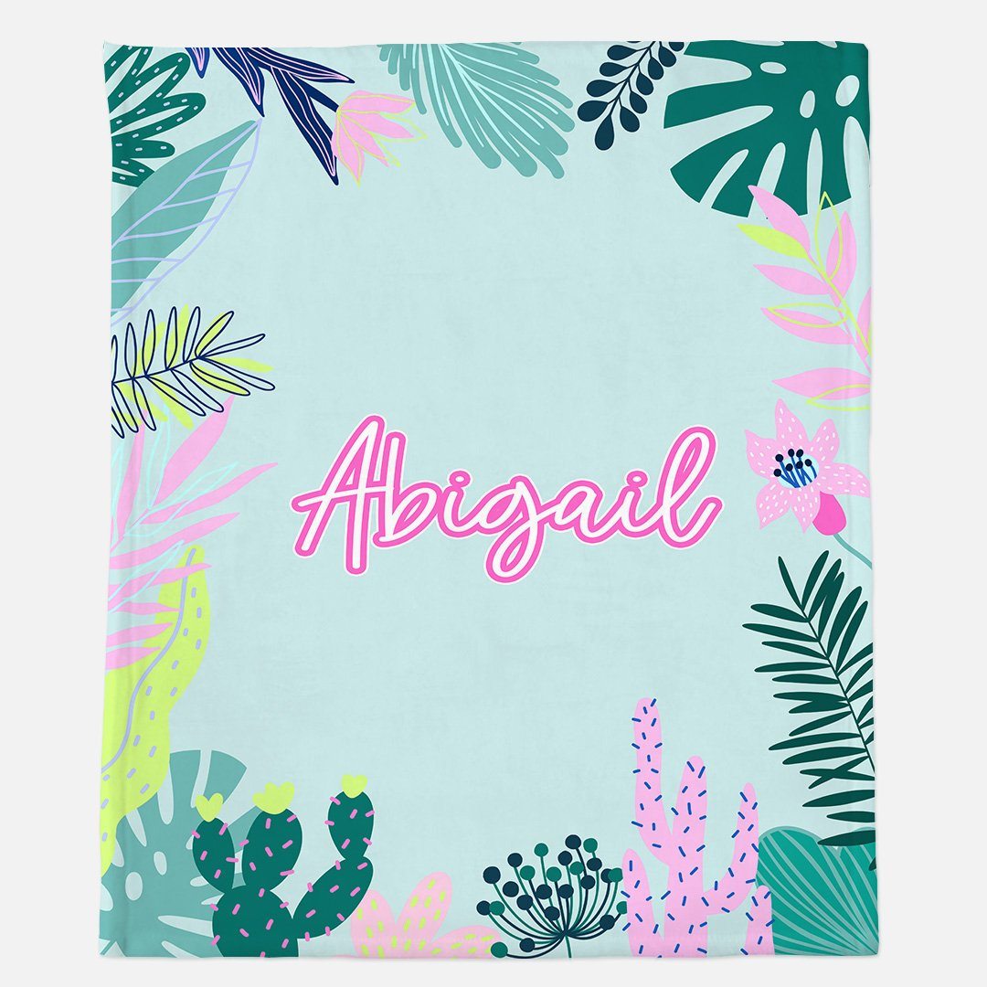 TROPICAL BORDER MODERN PERSONALIZED NAME BLANKET