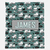 CONSTRUCTION AHEAD - GREEN MODERN PERSONALIZED NAME BLANKET