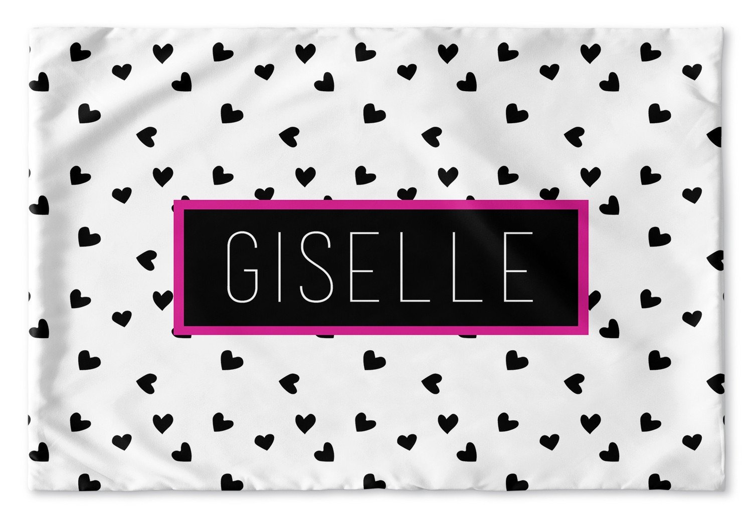 BLACK AND WHITE HEARTS PERSONALIZED PILLOW SHAM (MULTIPLE COLOR OPTIONS)