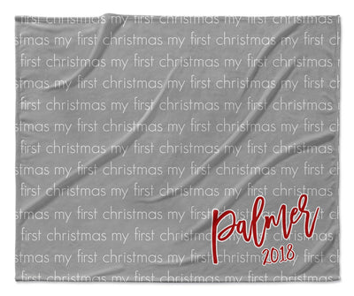 MY FIRST CHRISTMAS PERSONALIZED BABY BLANKET - LIGHT REPEAT
