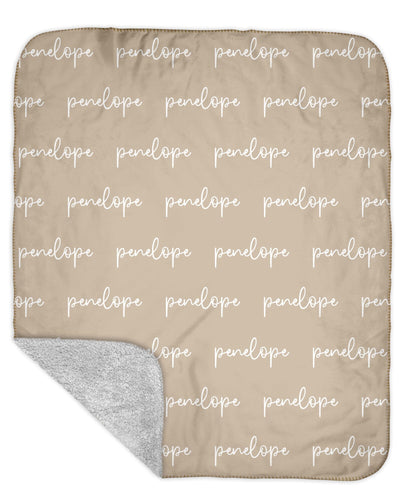 Sherpa Back Personalized Name Blanket - Script (Original COLOR OPTIONS)